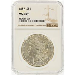 1887 $1 Morgan Silver Dollar NGC Graded MS64+