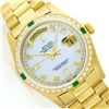 Image 1 : Mens Rolex 18K Yellow Gold Diamond And Emerald President Wristwatch