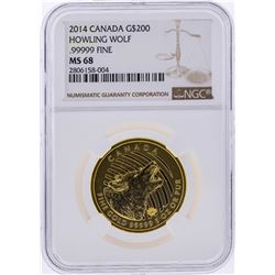 2014 $200 Canada Howling Wolf Gold Coin NGC MS68