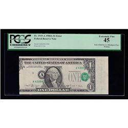 1988A $1 Federal Reserve Note End of Roll Misaligned Face ERROR PCGS XF45