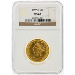 1907-D $10 Liberty Head Eagle Gold Coin NGC Graded MS62