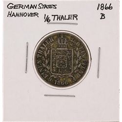 1866-B 1/6 Thaler German States Hannover Silver Coin