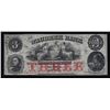 Image 1 : 1857 $3 The Waubeek Bank Obsolete Bank Note