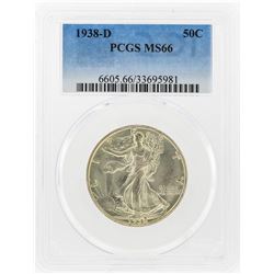 1938-D Liberty Walking Half Dollar Coin PCGS Graded MS66