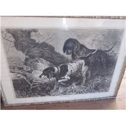 Antique Gilt Framed "Braques Allemands"