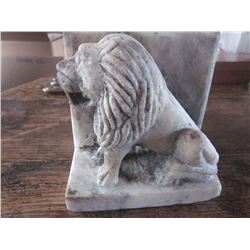 Marble Hand Carved Lion Book Ends