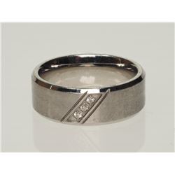 STAMPED STAINLESS STEEL DIAMOND RING ( APPROX. 10G)