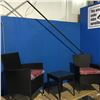 Image 2 : 3 PIECE BLACK WITH RED CUSHION "LET'S RELAX & CHAT" PATIO SET  2 CHAIRS ONE SIDE TABLE
