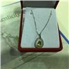 Image 1 : ONE PERIDOT NECKLACE SET WITH 3 DIAMONDS IN 925 STERLING SILVER SUGGESTED RETAIL VALUE $270.00