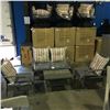 Image 2 : 4 PIECE GREY OUTDOOR PATIO CONVERSATION SET - 1 DOUBLE SEATER, 2 CHAIRS & SMALL GLASS TOP SIDE