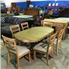 Image 1 : 8 PIECE OAK FINISH DINING ROOM SUITE - TABLE WITH JACK KNIFE LEAF, 6 CHAIRS & MATCHING SIDE BOARD