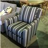 Image 1 : STYLUS CLARK BLUE & GREY STRIPED  ACCENT CHAIR