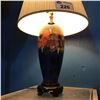 Image 2 : 18" MOORCROFT ENGLAND ART POTTERY LAMP COBALT BLUE FLORAL PATTERN