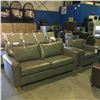 Image 1 : STYLUS 2 PIECE  GREY PSEUDO QUARRY LEATHER SOFA & CHAIR SET