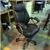 Image 1 : BLACK LEATHER GAS LIFT OFFICE CHAIR