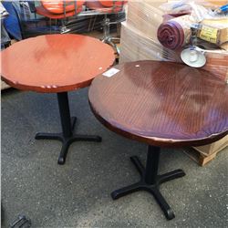 2 WOOD TOP WITH BLACK METAL BASE PUB TABLES