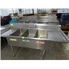 Image 1 : S/S 7' 3-Comp Sink w/Drain Levers - Leg Needs Repair
