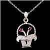 Image 1 : 14K Gold 0.15ctw Ruby & 0.14ctw Diamond Pendant