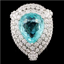 *GIA 18K Gold 9.63ct Paraiba & 3.37ctw Diam Ring