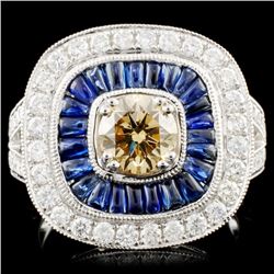 14K Gold  1.24ct Sapphire & 1.80ctw Diamond Ring