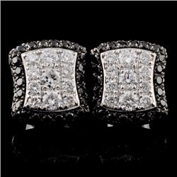 14K White Gold 1.36ctw Fancy Color Diamond Earring