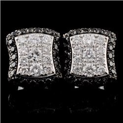 14K White Gold 1.36ctw Fancy Color Diamond Earring