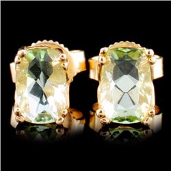 14K Gold 2.60ctw Green Beryl Earrings