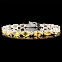 14K Gold 20.05ct Topaz 0.56ctw Diamond Bracelet