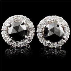 14K White Gold 1.17ctw Fancy Color Diamond Earring