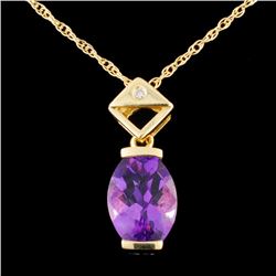 14K Gold 2.90ct Amethyst & 0.02ctw Diamond Pendant