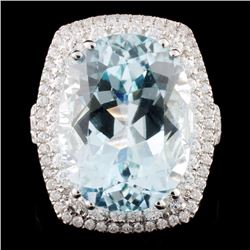 *GIA 18K Gold 13.87ct Paraiba & 3.37ctw Diam Ring