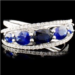 18K Gold 1.95ctw Sapphire & 0.29ctw Diamond Ring