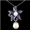 Image 1 : 18K Gold 14MM Pearl & 0.69ctw Diamond Pendant
