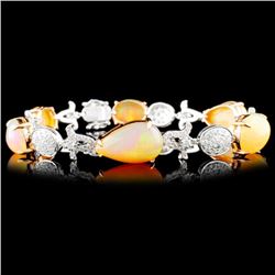 18K Gold 14.24ct Opal 2.23ctw Diamond Bracelet