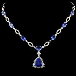 18K Gold 15.47ct Tanzanite & 2.37ctw Diamond Neckl