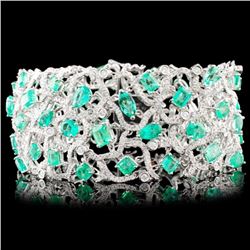 18K Gold 18.40ct Emerald & 4.88ctw Diamond Bracele