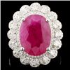 Image 1 : 18K Gold 8.52ct Ruby & 1.13ctw Diamond Ring