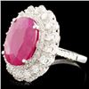 Image 2 : 18K Gold 8.52ct Ruby & 1.13ctw Diamond Ring