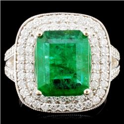18K Gold 3.80ct Emerald & 1.09ctw Diamond Ring