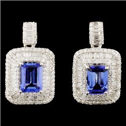 18K Gold 3.08ctw Tanzanite & 1.87ctw Diamond Earri