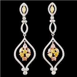 18K Gold 2.54ctw Fancy Color Diamond Earrings