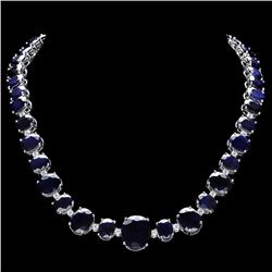 `14k Gold 165ct Sapphire 1.8ct Diamond Necklace