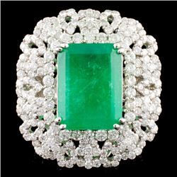 18K Gold 2.19ct Emerald & 4.81ctw Diamond Ring