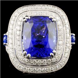 18K Gold 10.44ct Tanzanite & 1.90ctw Diamond Ring