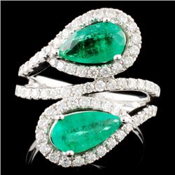 18K Gold 1.80ct Emerald & 0.76ctw Diamond Ring