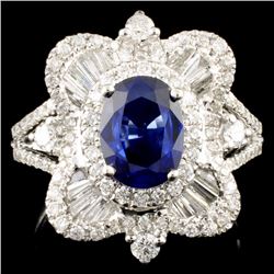 18K Gold 1.68ct Sapphire & 1.09ctw Diamond Ring