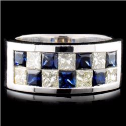 18K Gold 1.48ctw Sapphire & 1.07ctw Diamond Ring