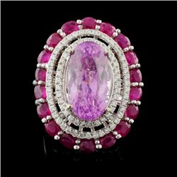 18K Gold 10.25ct Kunzite & 0.72ct Diamond Ring