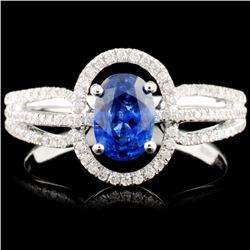 18K Gold 0.86ct Sapphire & 0.32ctw Diamond Ring