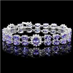`14k Gold 29ct Tanzanite 1.40ct Diamond Bracelet